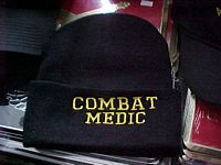 100% Acrylic beanie cuff knits -CMBT Medic black